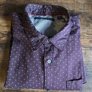 Perry Ellis Mens Plum Speckled Long Sleeve Button Down Shirt Size XL